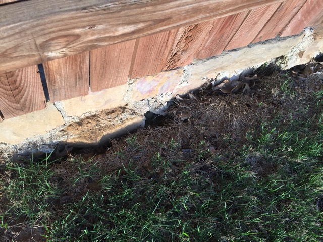 Bad back fill at rock wall