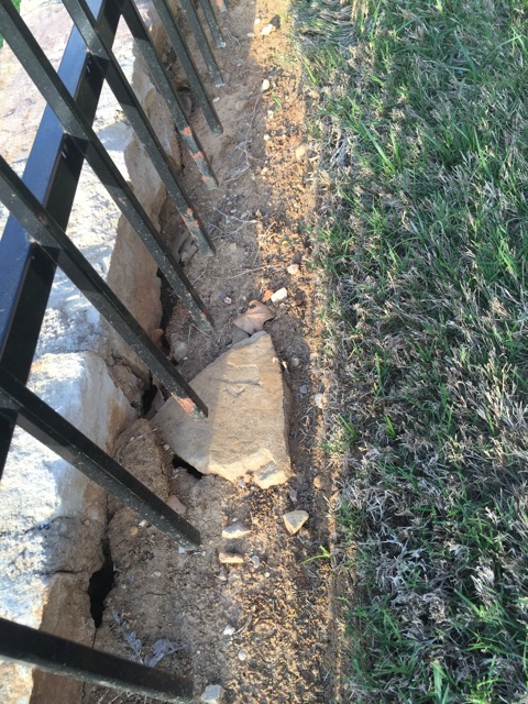 Bad back fill at rock wall